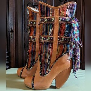 Irregular Choice, Size 8.5, Apples and Pears Boots, Tan